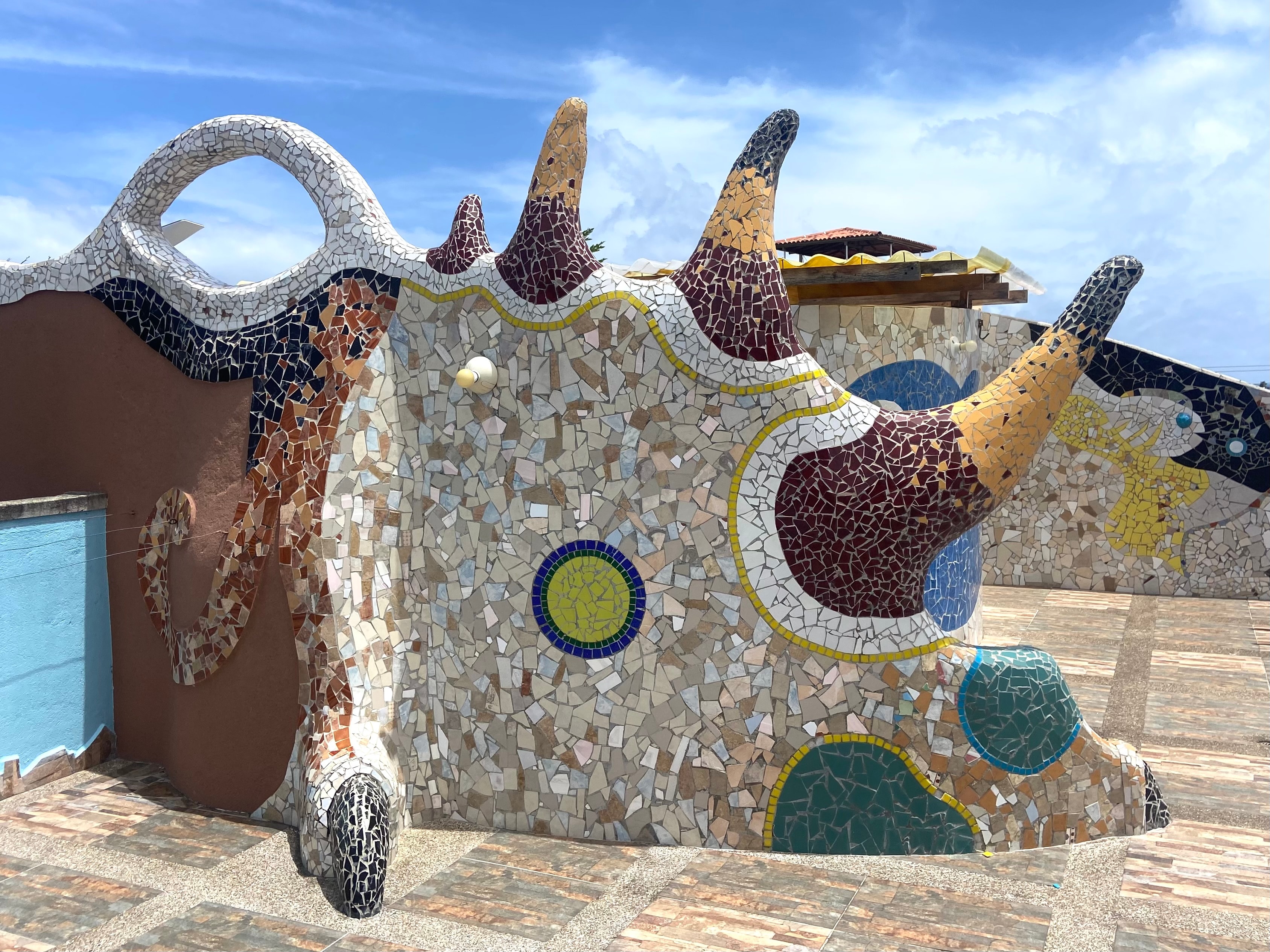 Sculptures and murals in the hotel